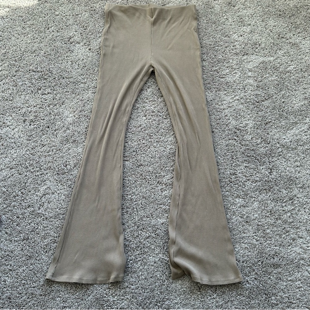 H&M Flared Textured Tan Pants